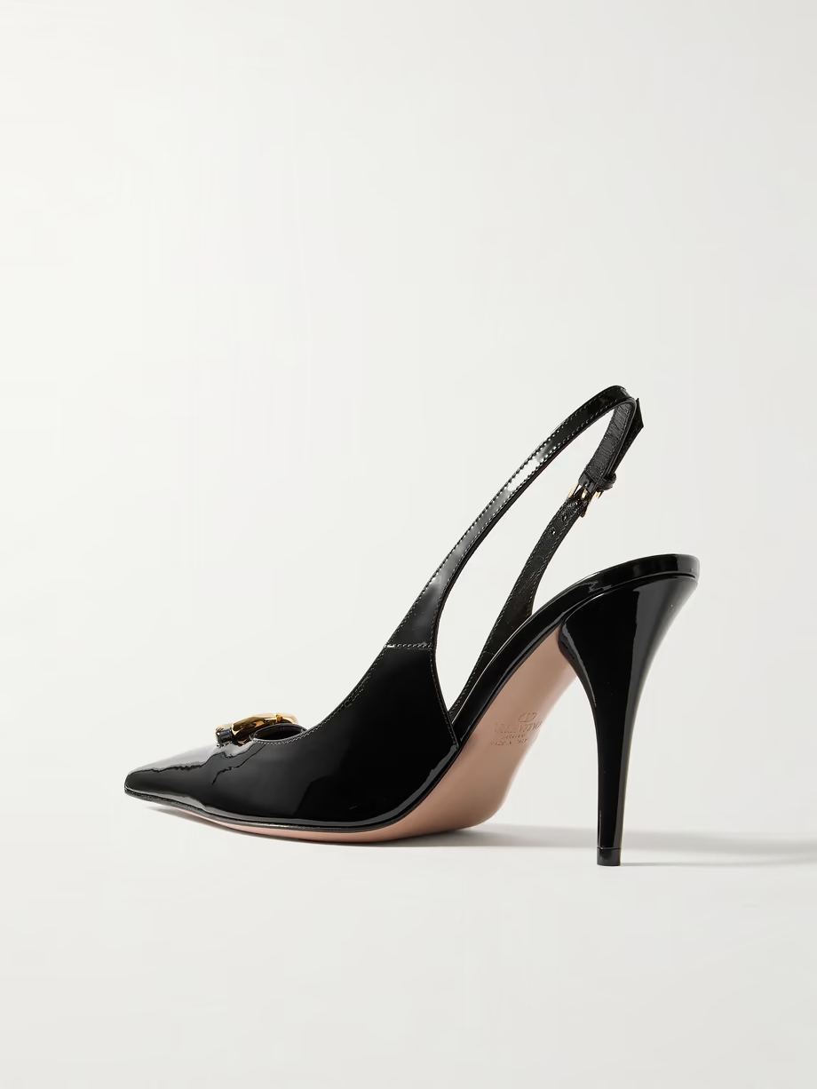 VLOGO 100 embellished patent-leather slingback pumps VLOGO 100 embellished patent-leather slingback pumps