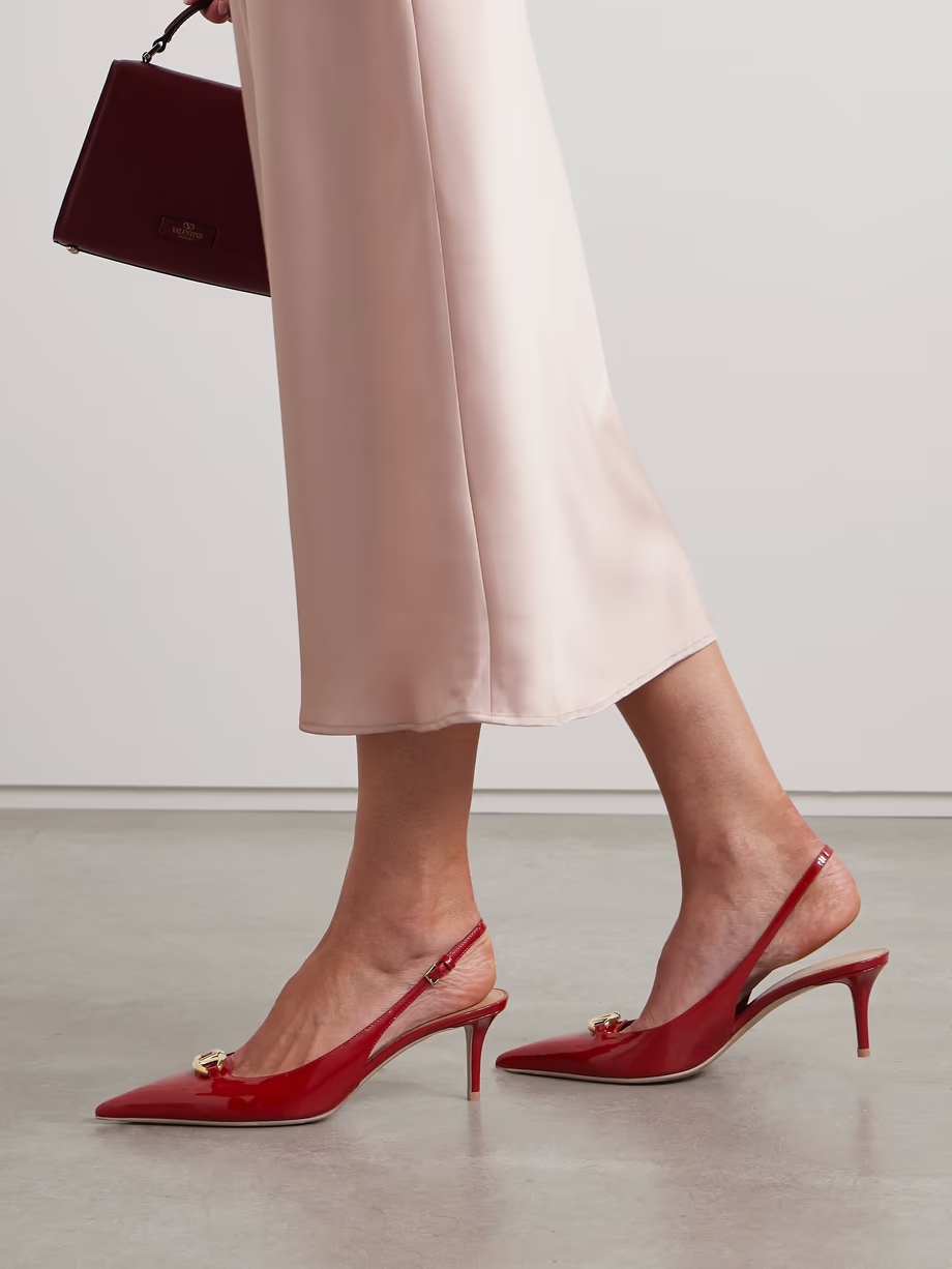 VLOGO Bold 60 embellished patent-leather slingback pumps VLOGO Bold 60 embellished patent-leather slingback pumps