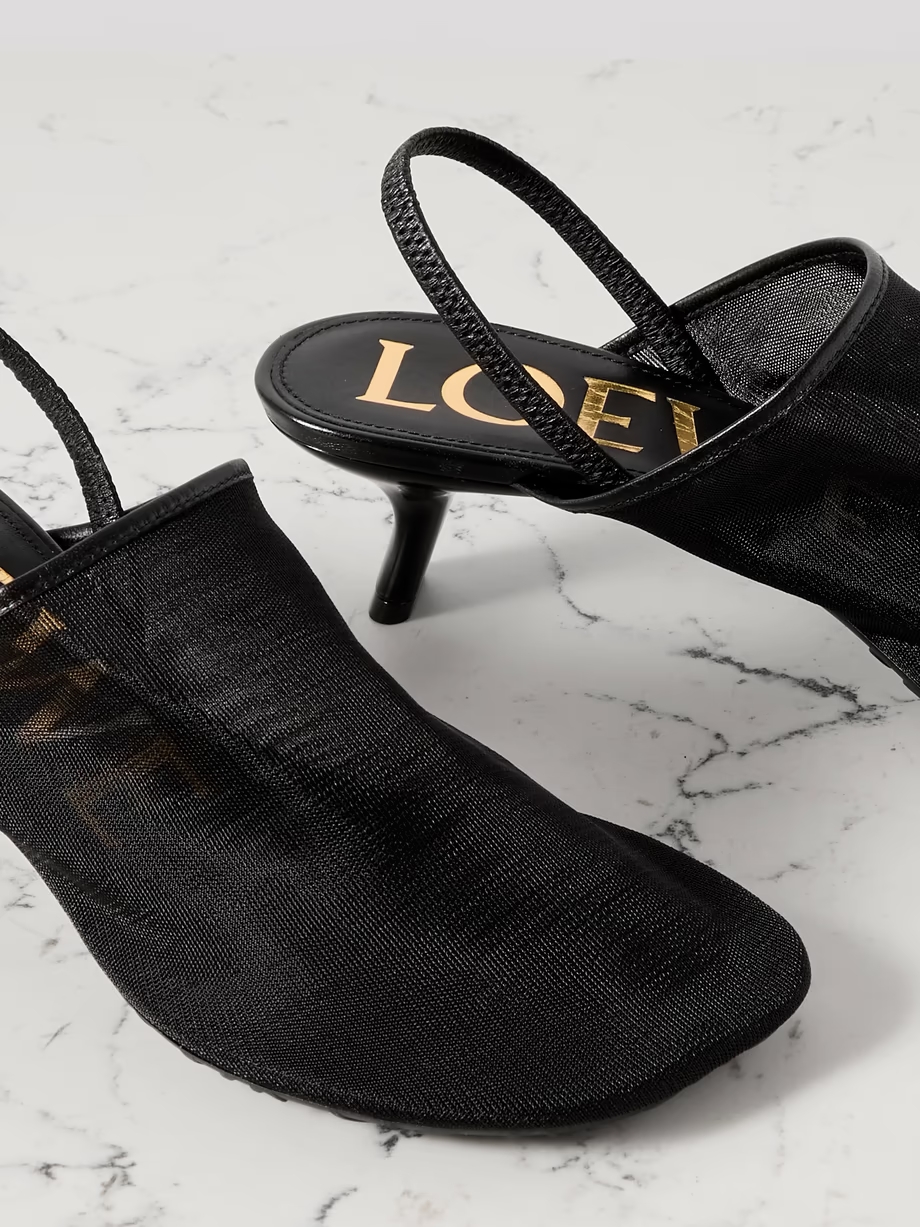 Petal leather-trimmed mesh mules Petal leather-trimmed mesh mules