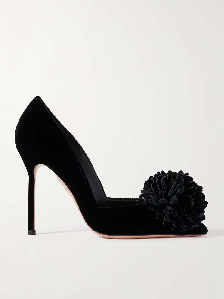 Couturier appliquéd velvet pumps Couturier appliquéd velvet pumps
