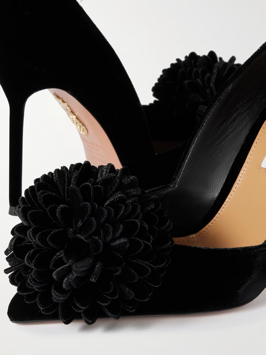 Couturier appliquéd velvet pumps Couturier appliquéd velvet pumps