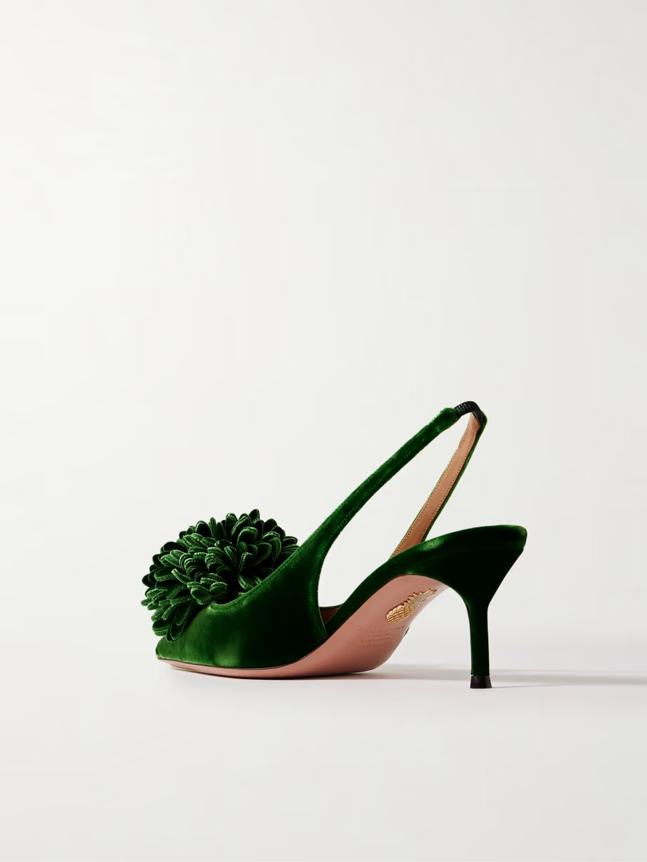 Couturier 65 pompom-embellished velvet slingback pumps Couturier 65 pompom-embellished velvet slingback pumps