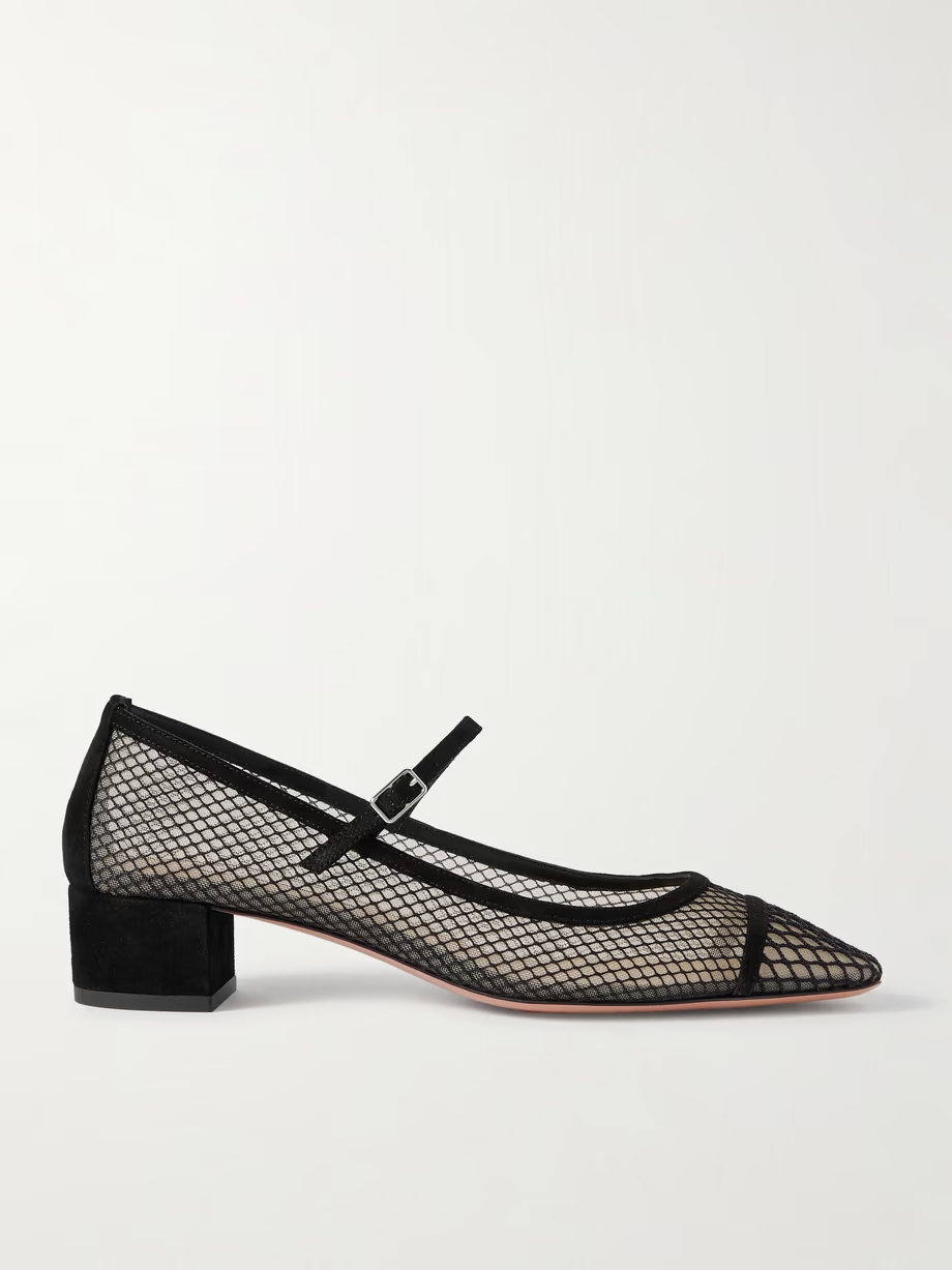 Mayor suede-trimmed mesh pumps Mayor suede-trimmed mesh pumps