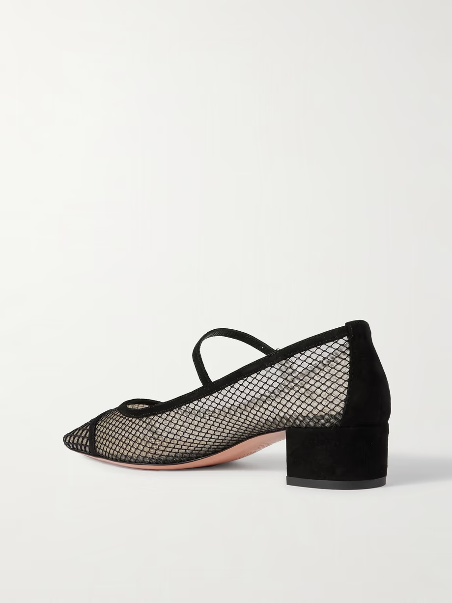 Mayor suede-trimmed mesh pumps Mayor suede-trimmed mesh pumps