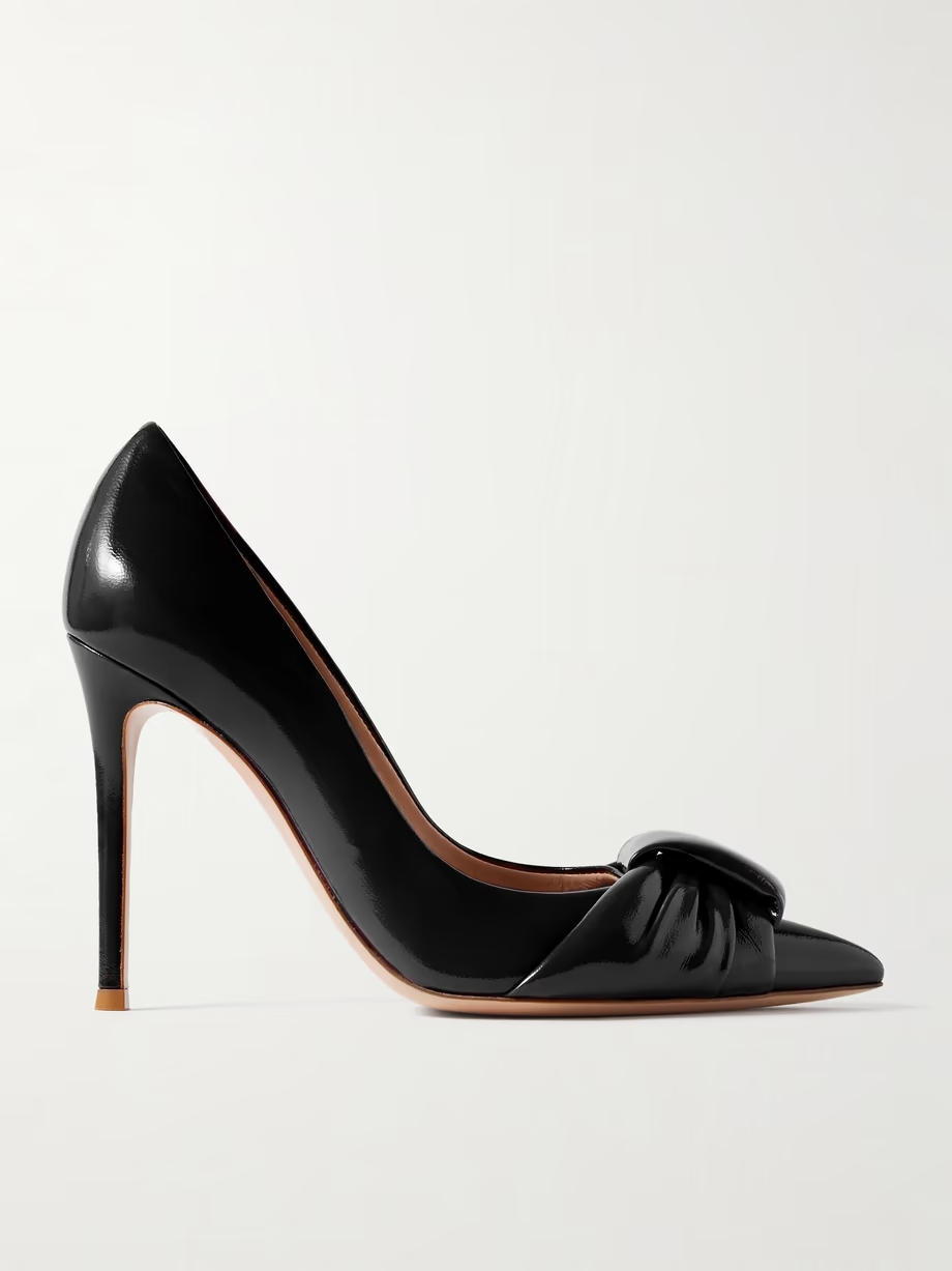 95 gathered glossed-leather pumps 95 gathered glossed-leather pumps