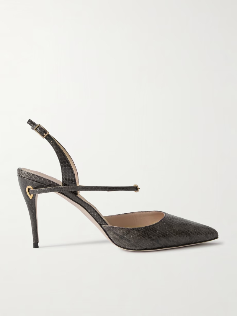 Vittorio 85 elaphe point-toe slingback pumps Vittorio 85 elaphe point-toe slingback pumps