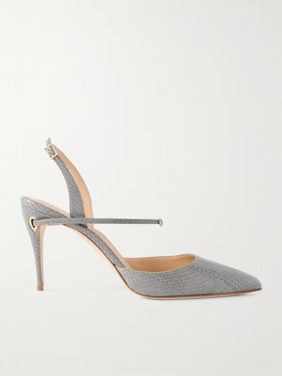 Vittorio 85 elaphe point-toe slingback pumps Vittorio 85 elaphe point-toe slingback pumps
