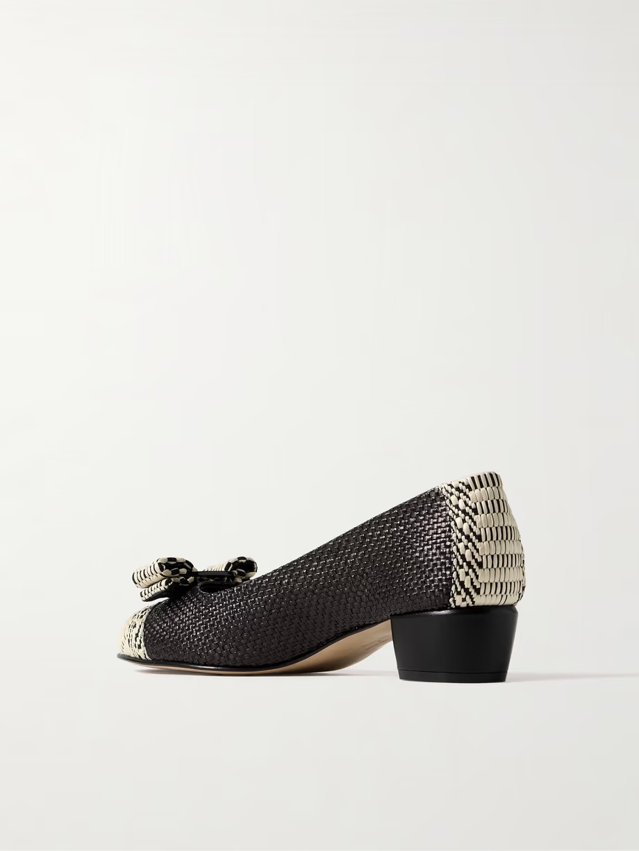 Vara bow-embellished woven raffia pumps Vara bow-embellished woven raffia pumps