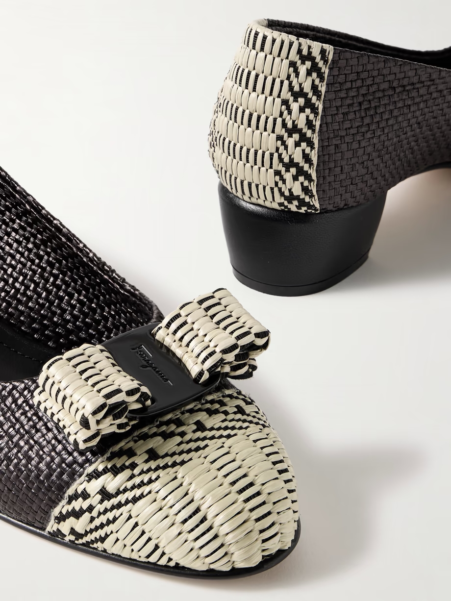 Vara bow-embellished woven raffia pumps Vara bow-embellished woven raffia pumps