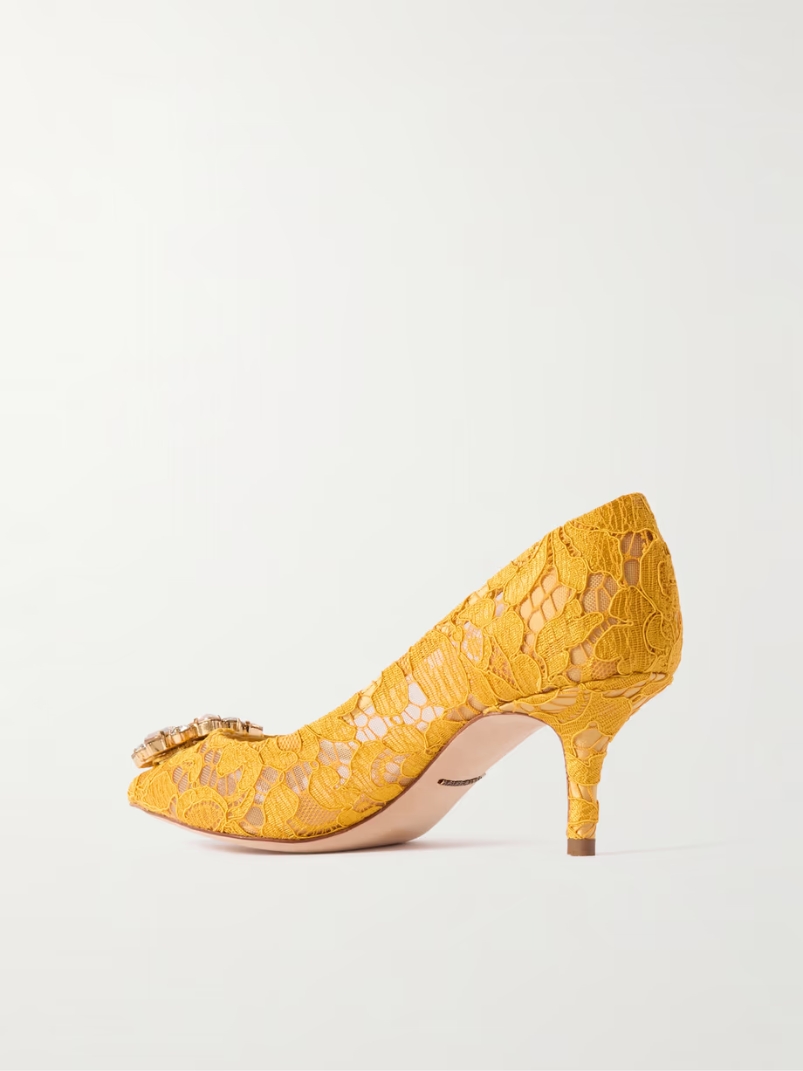 Bellucci crystal-embellished corded lace pumps Bellucci crystal-embellished corded lace pumps