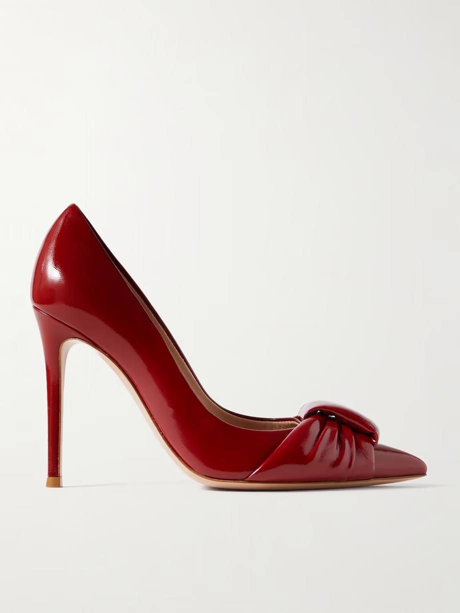 95 gathered glossed-leather pumps 95 gathered glossed-leather pumps