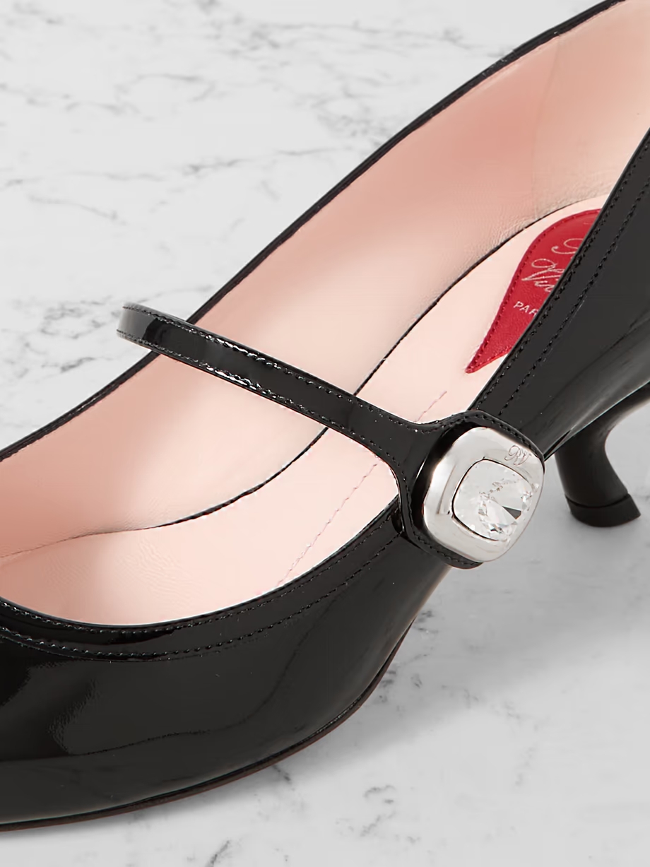 Virgule crystal-embellished patent-leather Mary Jane pumps Virgule crystal-embellished patent-leather Mary Jane pumps