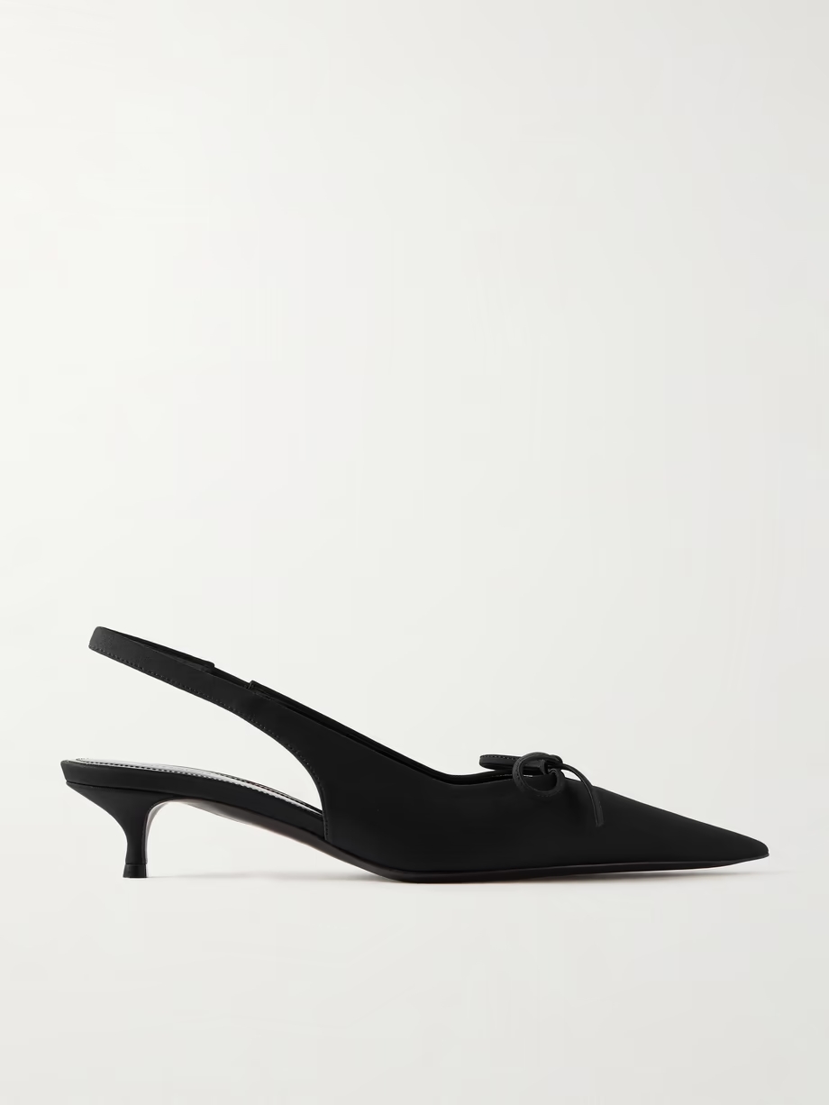 Knife bow-embellished twill slingback pumps Knife bow-embellished twill slingback pumps