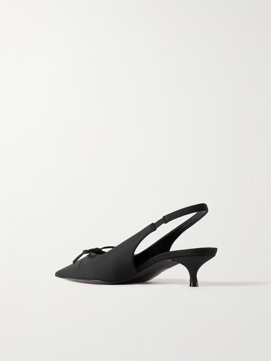 Knife bow-embellished twill slingback pumps Knife bow-embellished twill slingback pumps