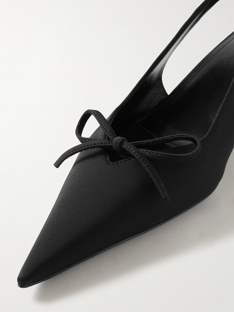 Knife bow-embellished twill slingback pumps Knife bow-embellished twill slingback pumps