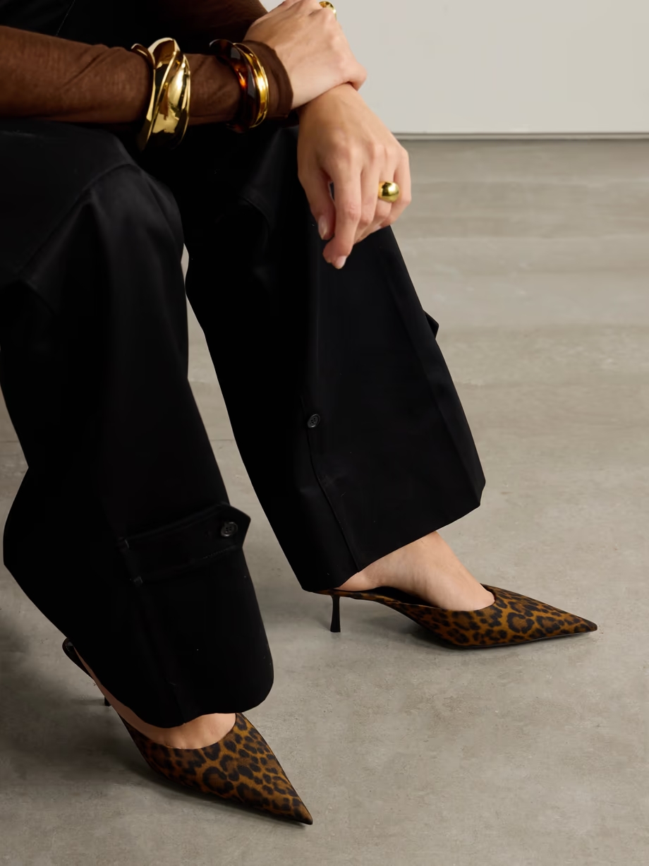 Barbara leopard-print twill point-toe pumps Barbara leopard-print twill point-toe pumps