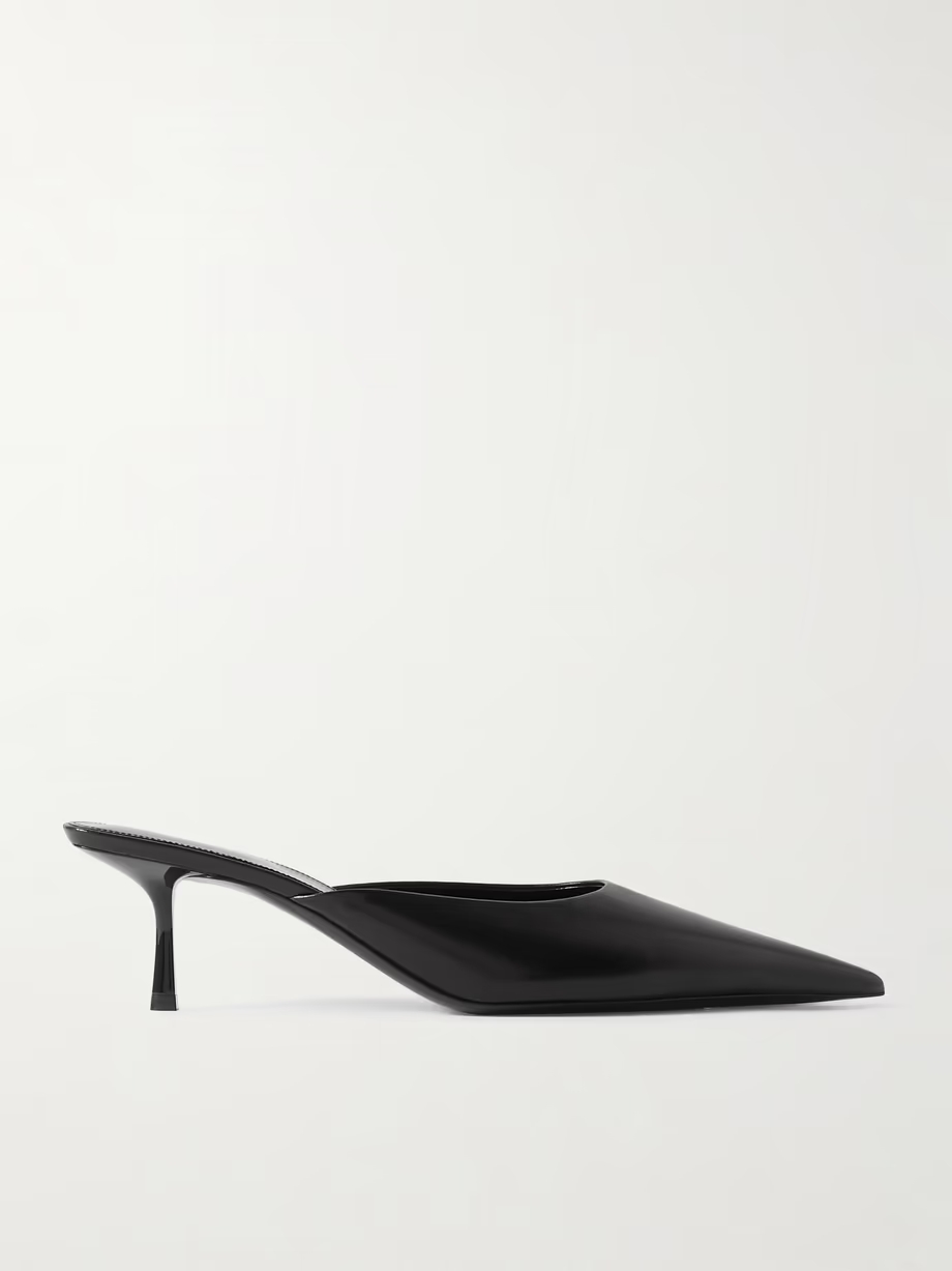Barbara glossed-leather mules Barbara glossed-leather mules