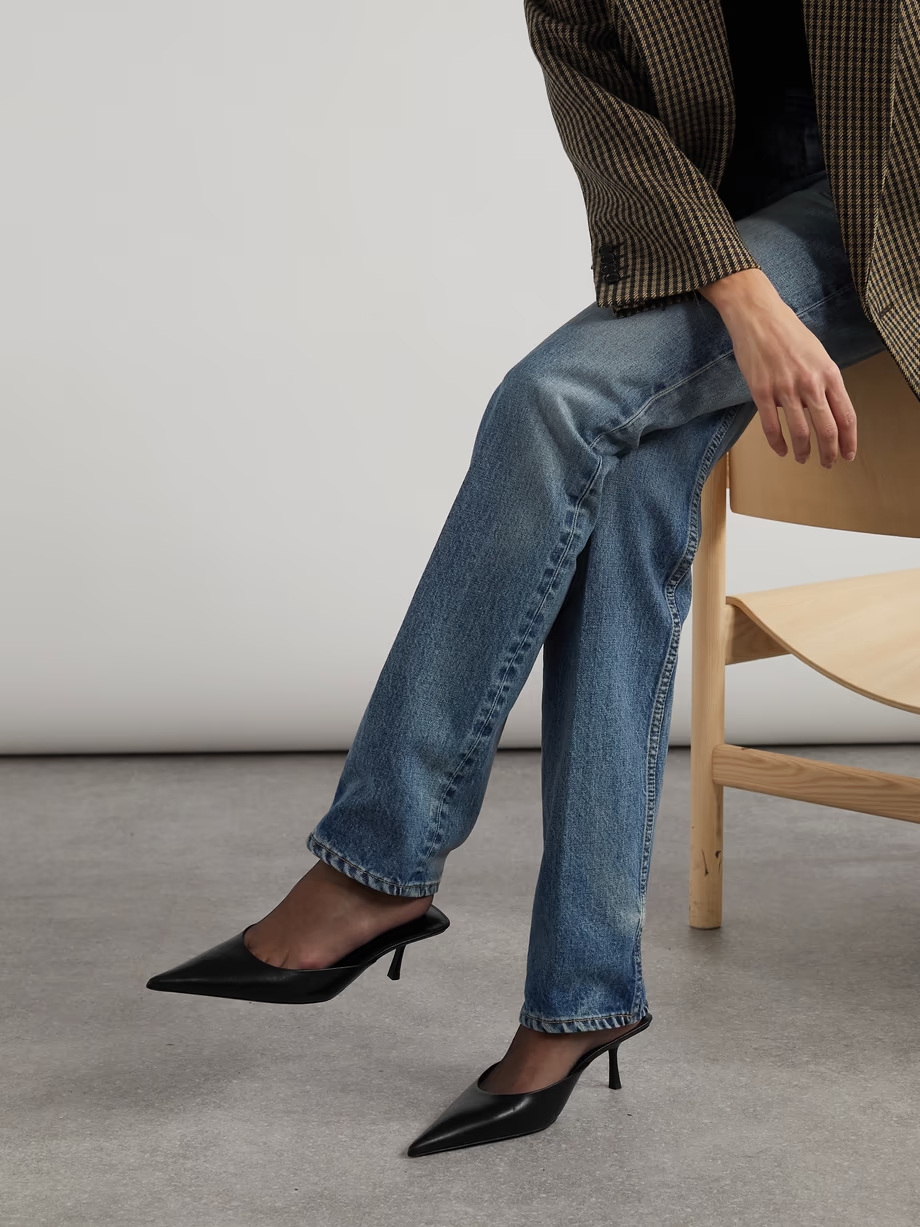 Barbara glossed-leather mules Barbara glossed-leather mules