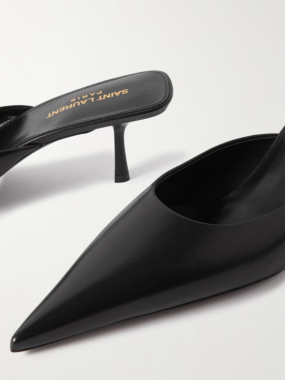 Barbara glossed-leather mules Barbara glossed-leather mules