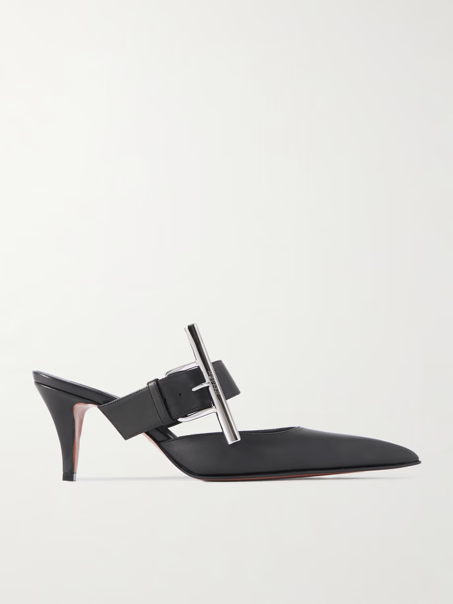 Embellished leather mules Embellished leather mules
