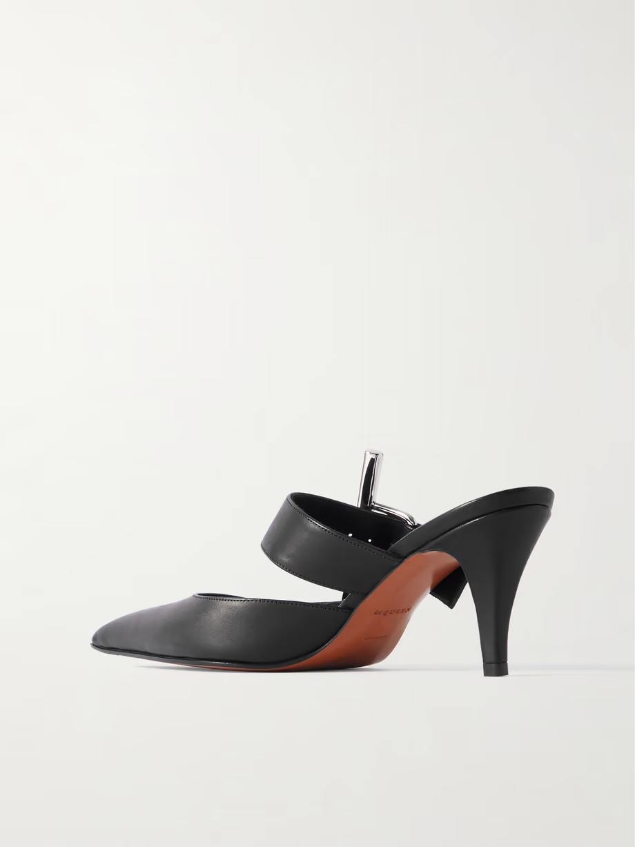 Embellished leather mules Embellished leather mules