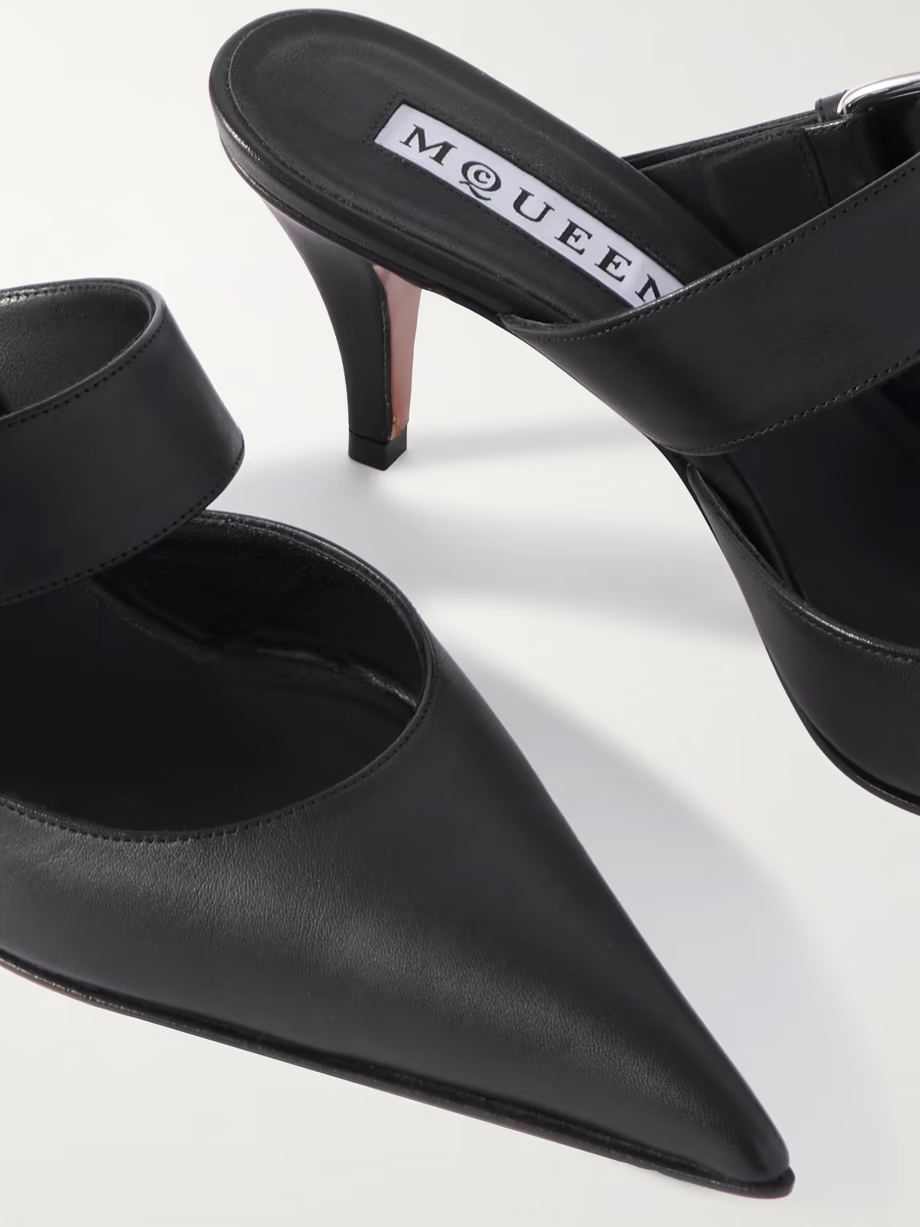 Embellished leather mules Embellished leather mules