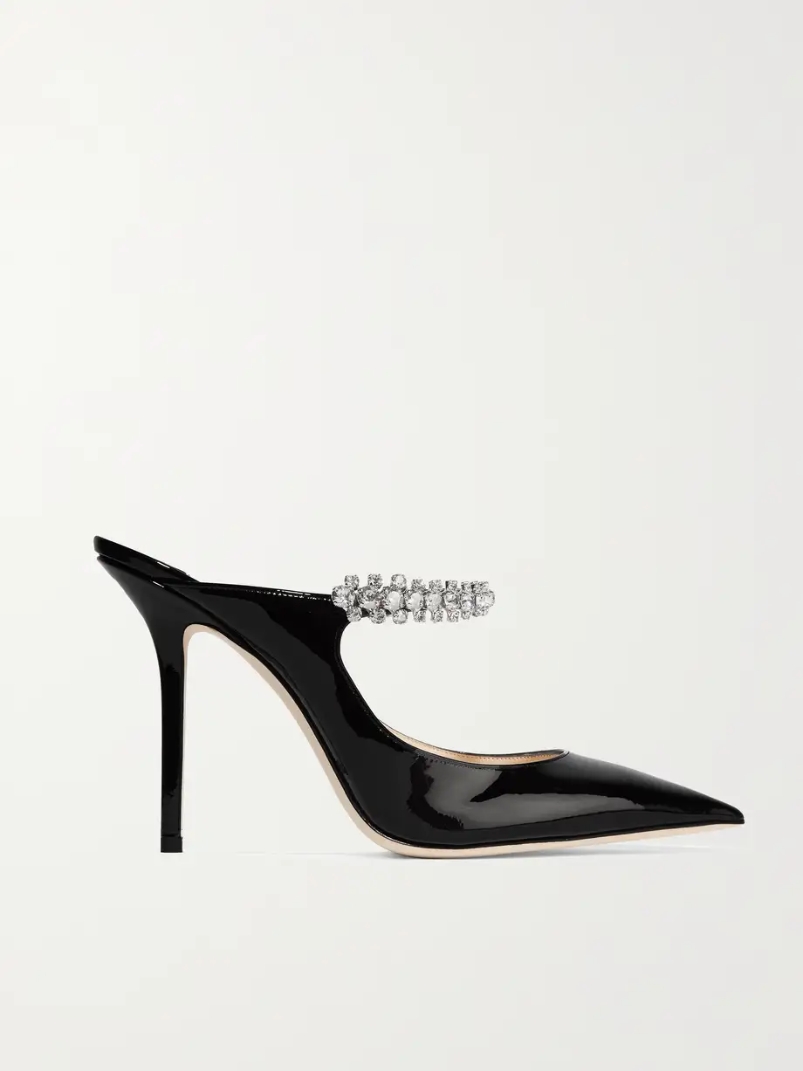 Bing 100 crystal-embellished patent-leather mules Bing 100 crystal-embellished patent-leather mules