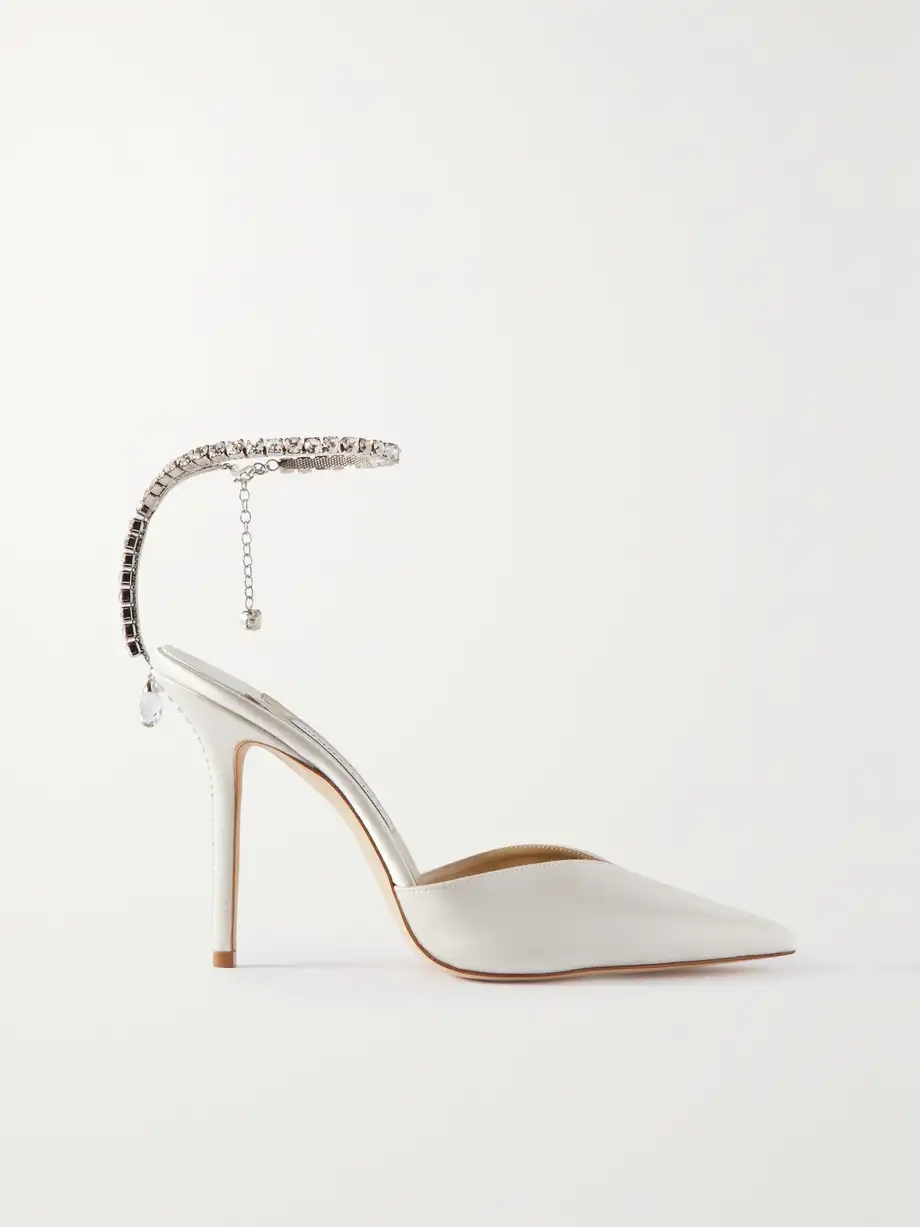 Saeda 100 crystal-embellished satin pumps Saeda 100 crystal-embellished satin pumps
