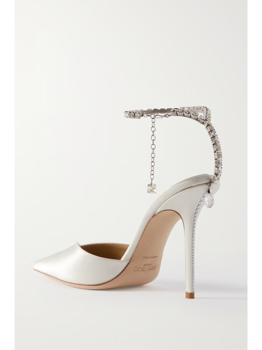 Saeda 100 crystal-embellished satin pumps Saeda 100 crystal-embellished satin pumps
