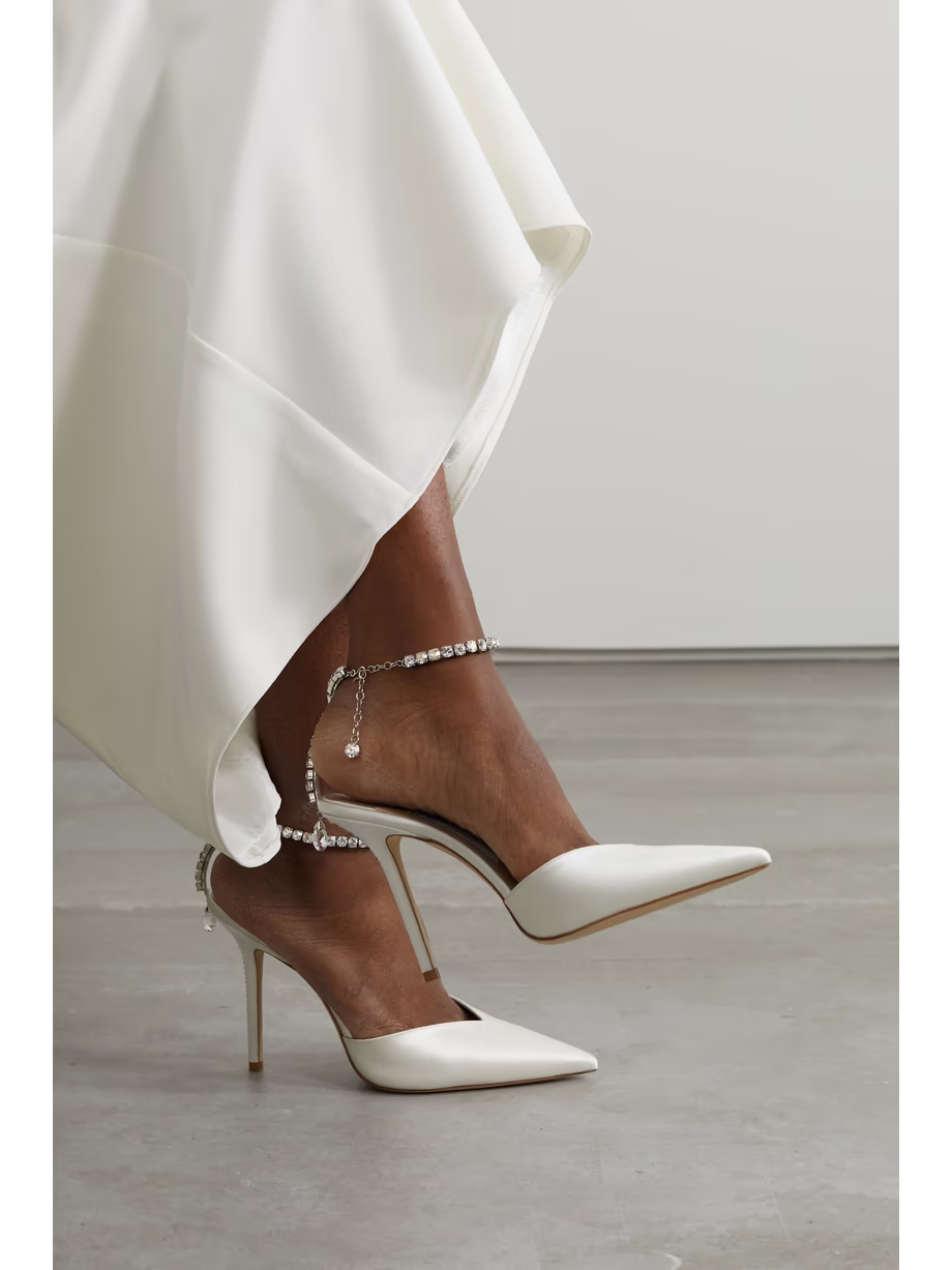 Saeda 100 crystal-embellished satin pumps Saeda 100 crystal-embellished satin pumps