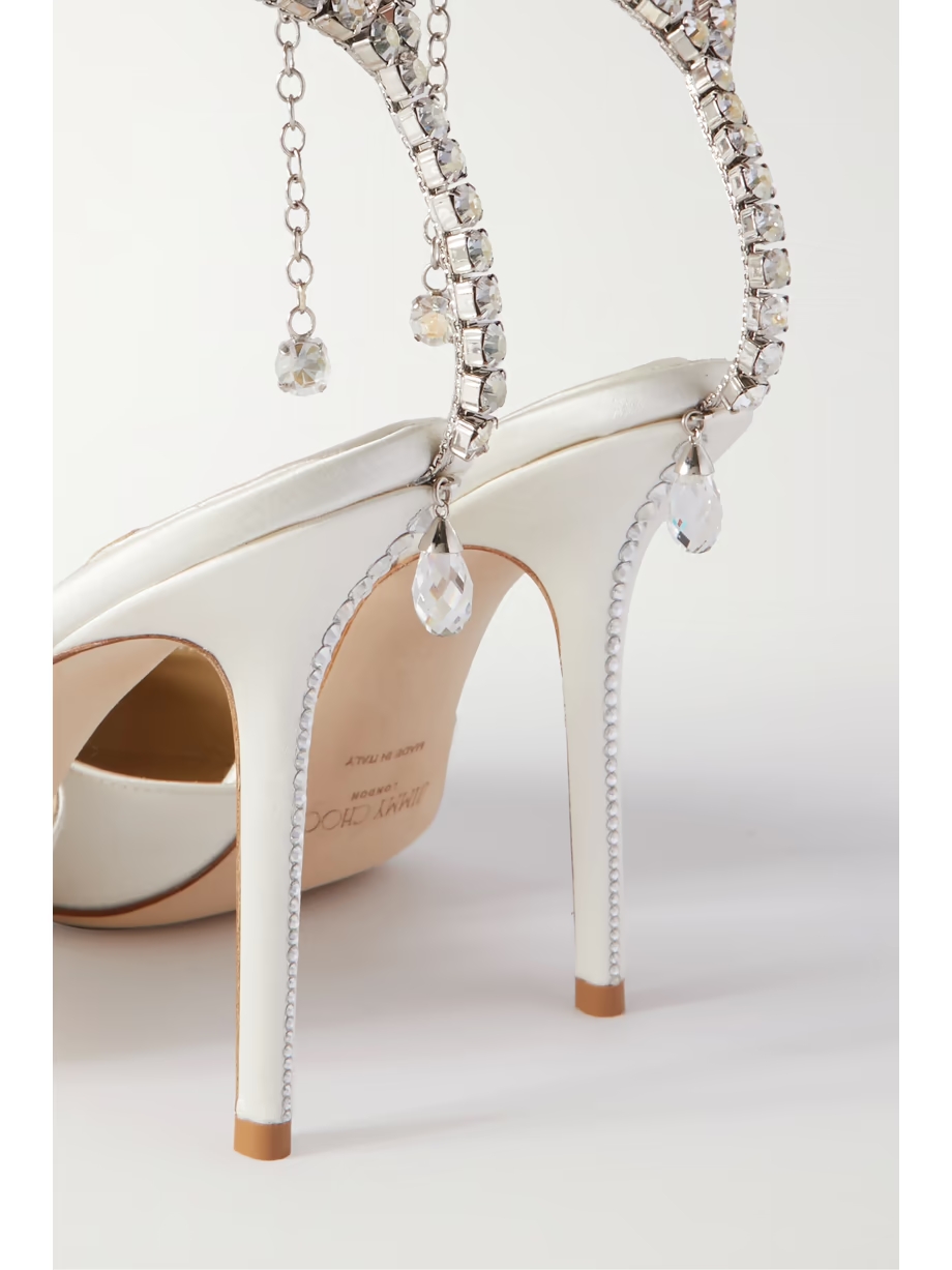 Saeda 100 crystal-embellished satin pumps Saeda 100 crystal-embellished satin pumps