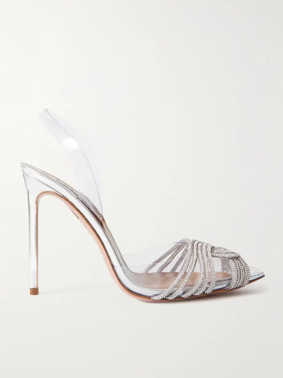Gatsbi 105 crystal-embellished PVC and metallic leather slingback pumps Gatsbi 105 crystal-embellished PVC and metallic leather slingback pumps