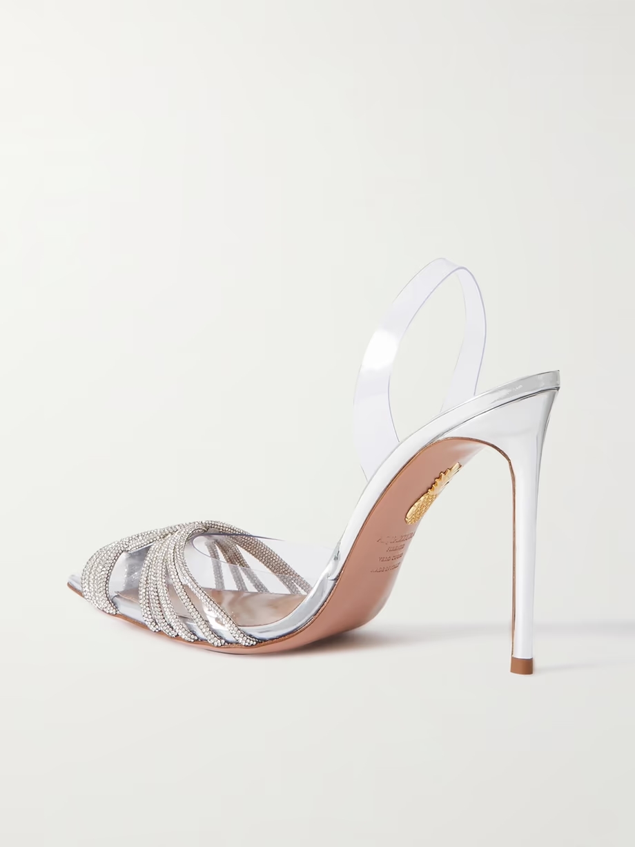 Gatsbi 105 crystal-embellished PVC and metallic leather slingback pumps Gatsbi 105 crystal-embellished PVC and metallic leather slingback pumps
