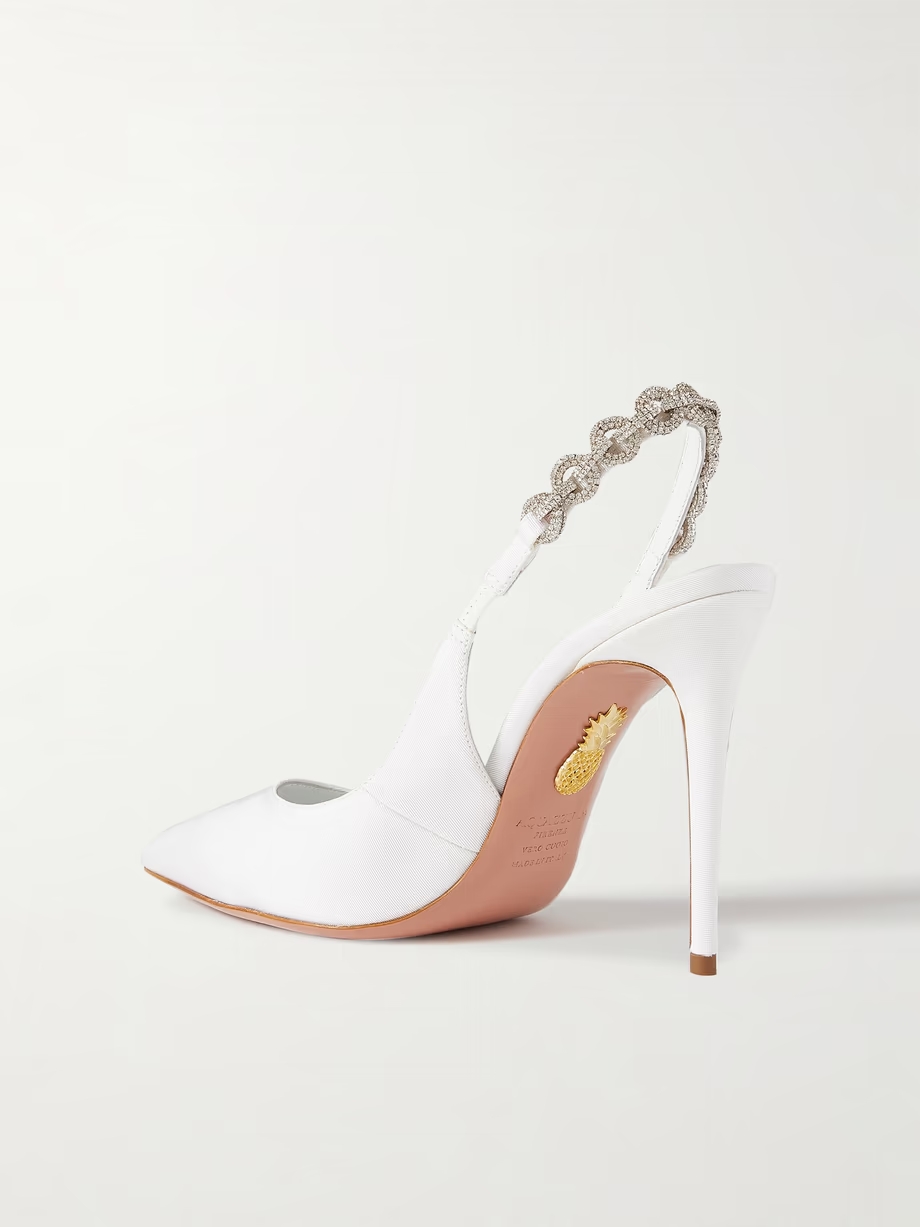 Love Link 105 crystal-embellished grosgrain slingback pumps Love Link 105 crystal-embellished grosgrain slingback pumps