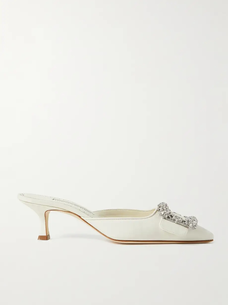 Maysale 50 buckled crepe de chine mules Maysale 50 buckled crepe de chine mules