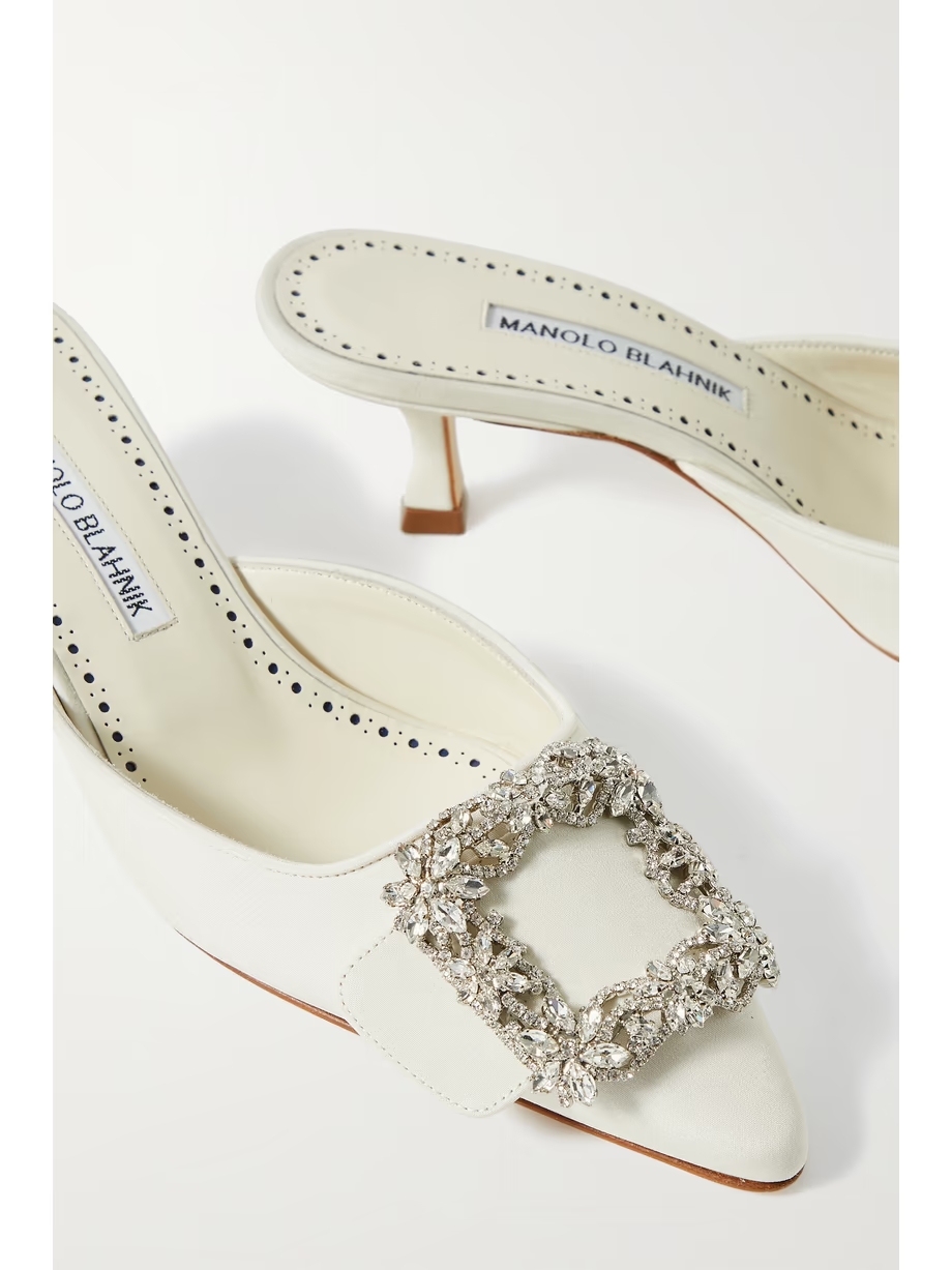 Maysale 50 buckled crepe de chine mules Maysale 50 buckled crepe de chine mules