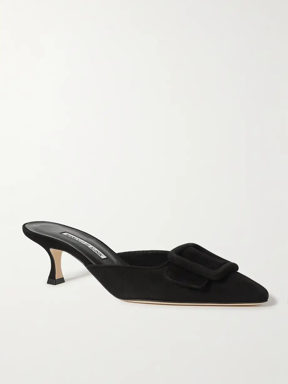Maysale 50 buckled suede mules Maysale 50 buckled suede mules