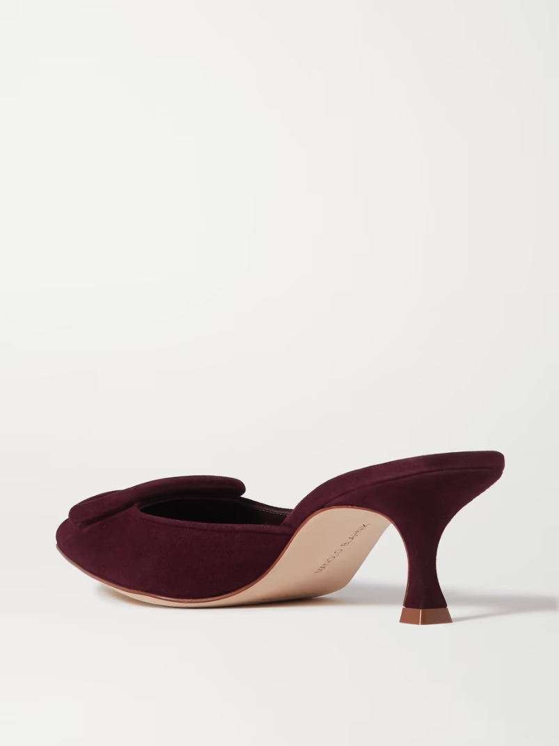 Maysale 50 buckled suede mules Maysale 50 buckled suede mules