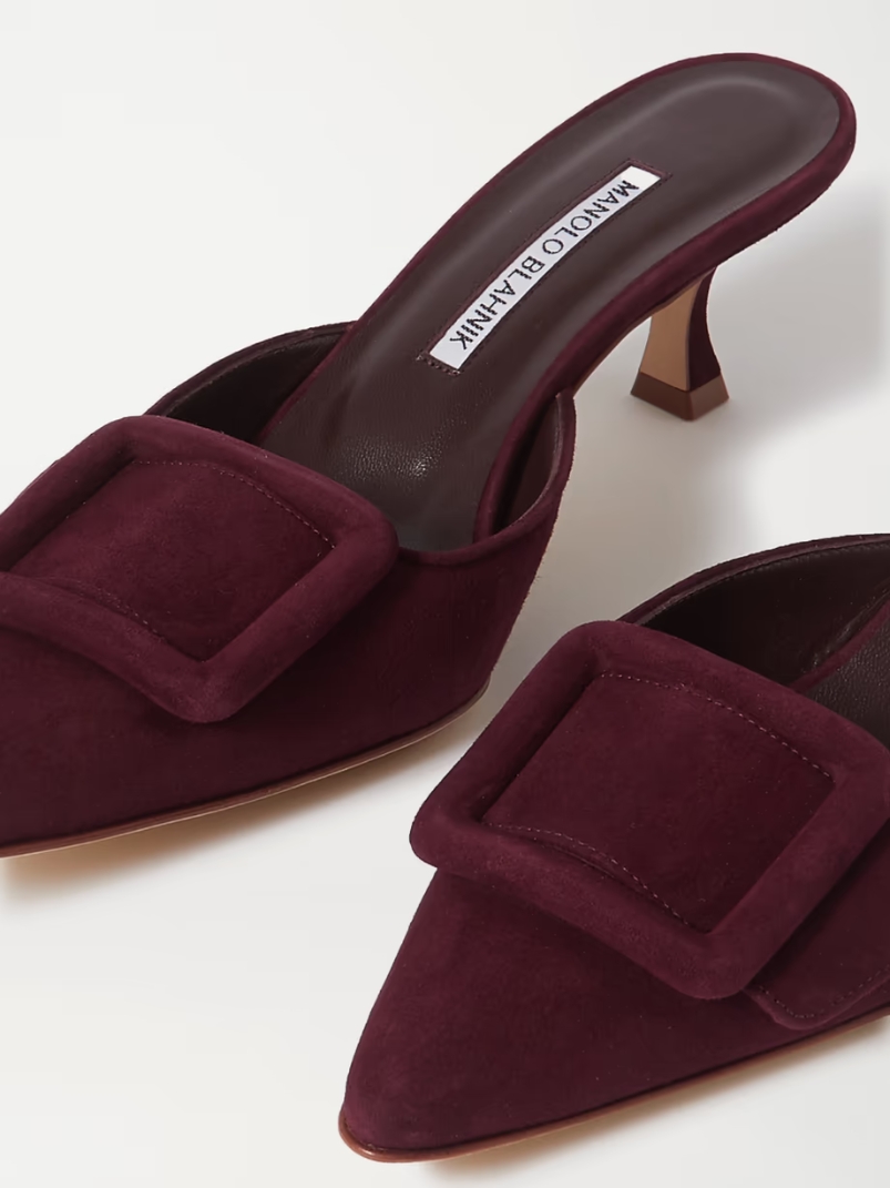 Maysale 50 buckled suede mules Maysale 50 buckled suede mules