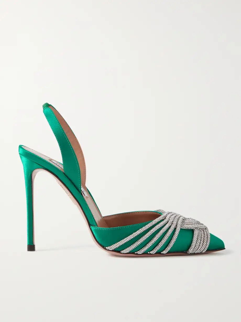 Gatsby 105 crystal-embellished satin slingback pumps Gatsby 105 crystal-embellished satin slingback pumps