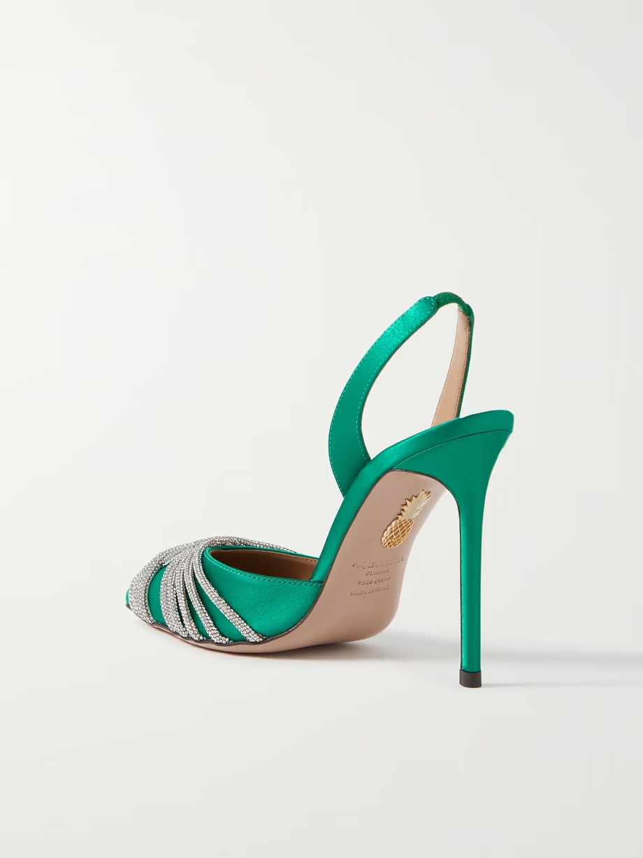 Gatsby 105 crystal-embellished satin slingback pumps Gatsby 105 crystal-embellished satin slingback pumps