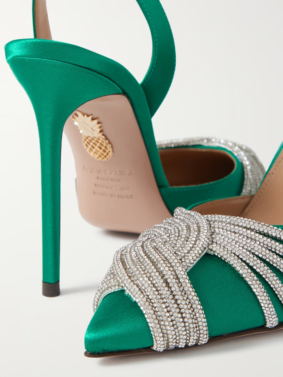 Gatsby 105 crystal-embellished satin slingback pumps Gatsby 105 crystal-embellished satin slingback pumps