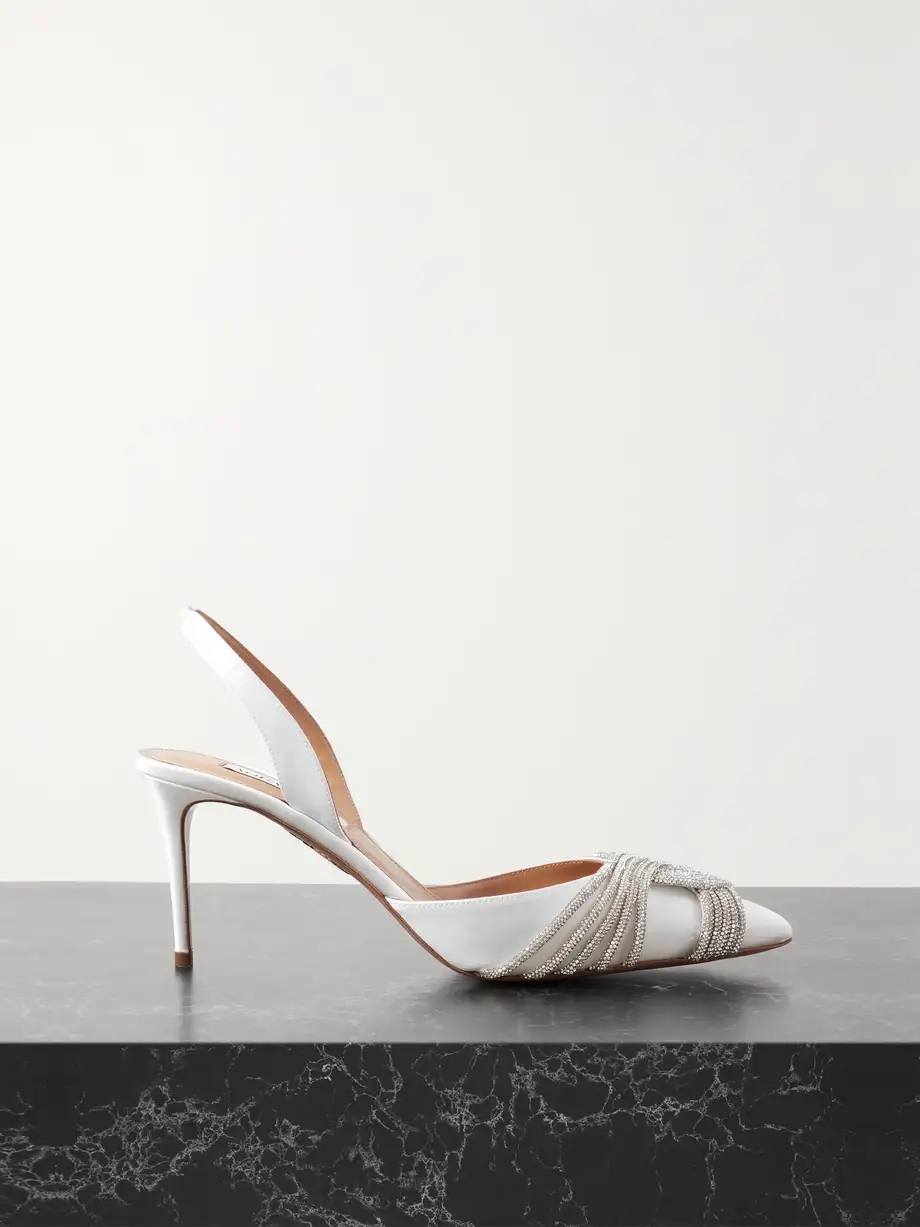 Gatsby 75 crystal-embellished satin slingback pumps Gatsby 75 crystal-embellished satin slingback pumps