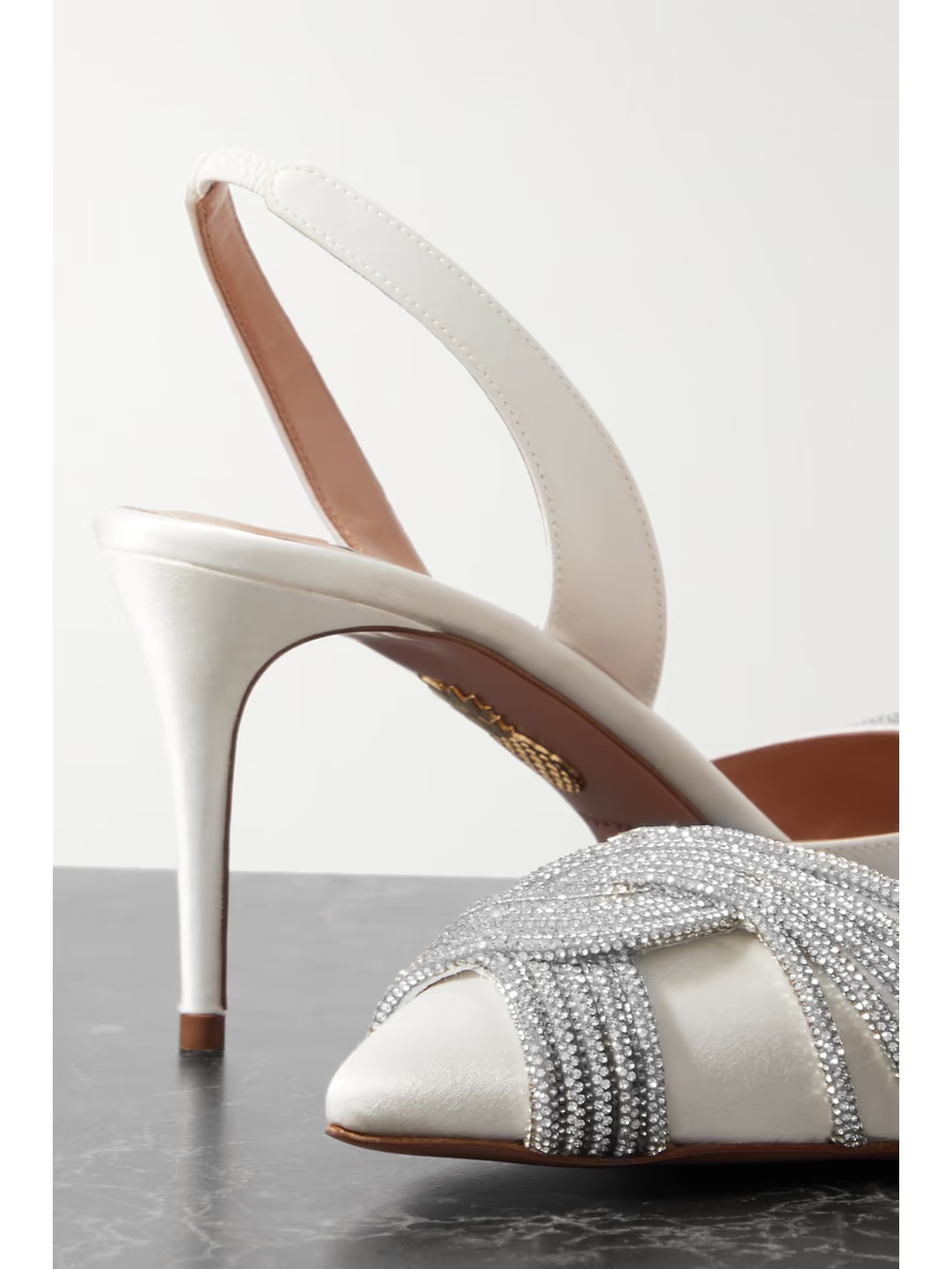 Gatsby 75 crystal-embellished satin slingback pumps Gatsby 75 crystal-embellished satin slingback pumps
