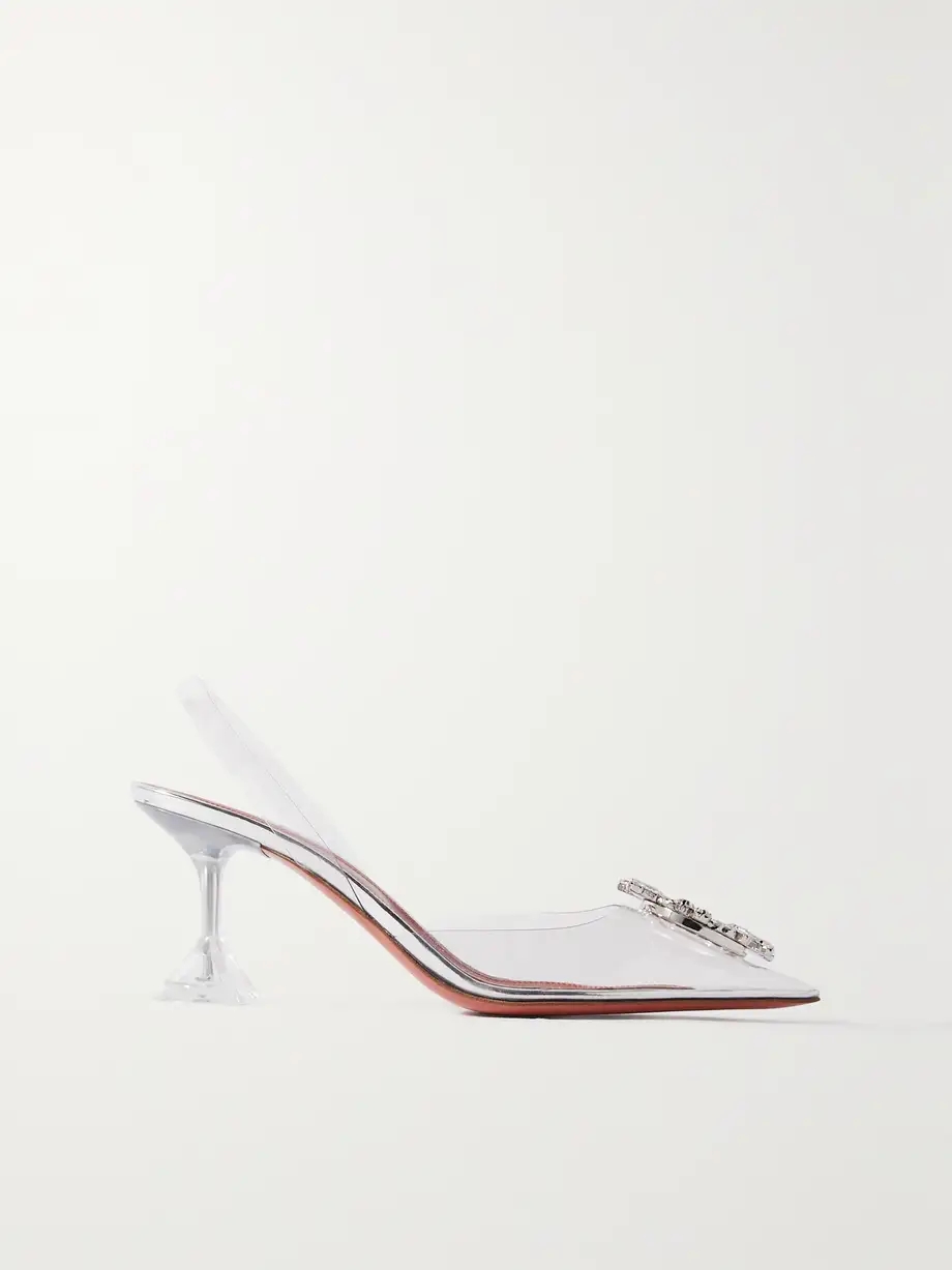 Begum crystal-embellished PVC slingback pumps Begum crystal-embellished PVC slingback pumps