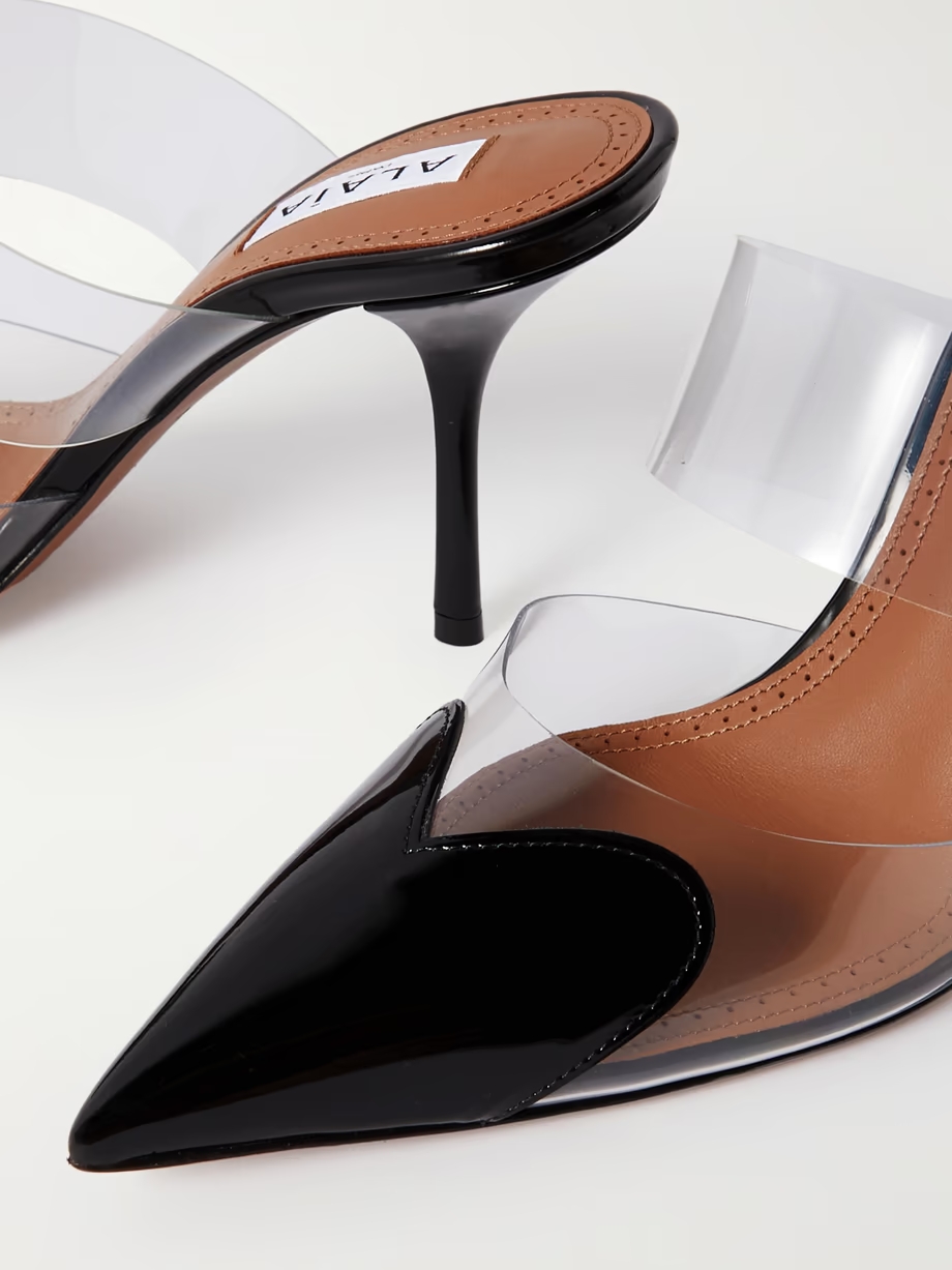 Cœur 90 PU and patent-leather point-toe mules Cœur 90 PU and patent-leather point-toe mules