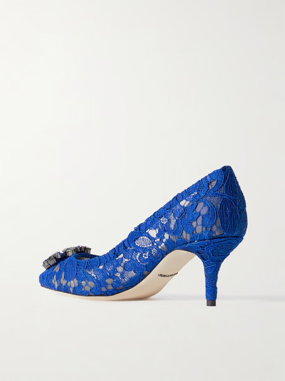 Crystal-embellished lace pumps Crystal-embellished lace pumps