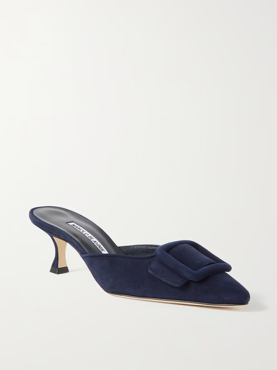 Maysale 50 buckled suede mules Maysale 50 buckled suede mules