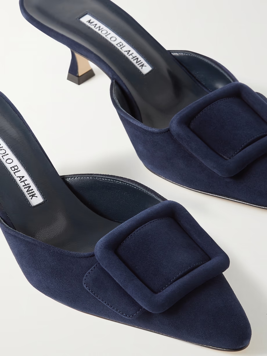 Maysale 50 buckled suede mules Maysale 50 buckled suede mules