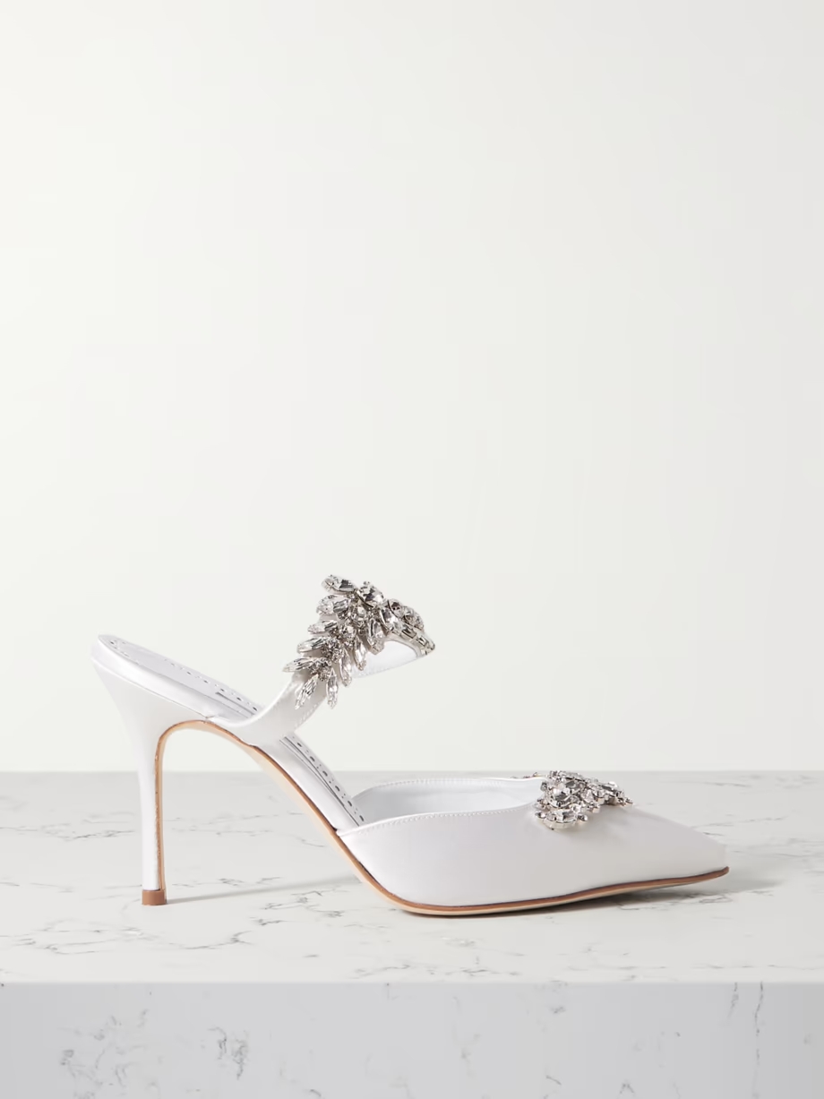 Lurum 90 crystal-embellished satin mules Lurum 90 crystal-embellished satin mules